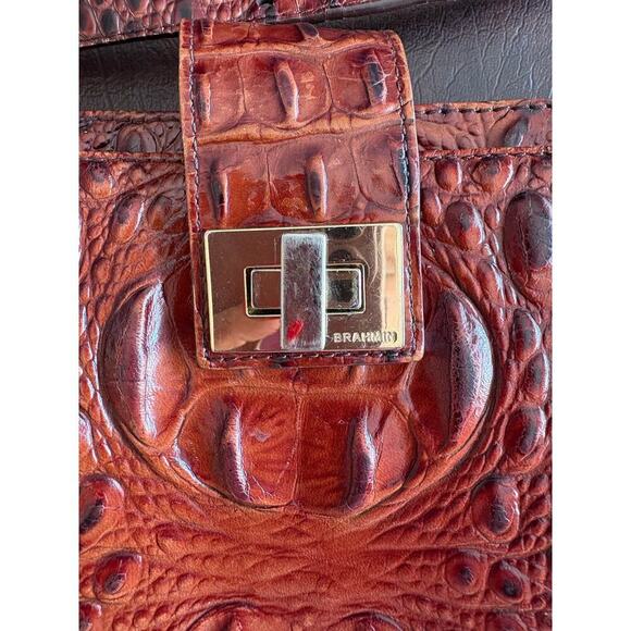 Brahmin Alena pecan brown embossed crossbody small bag purse - Picture 5 of 12